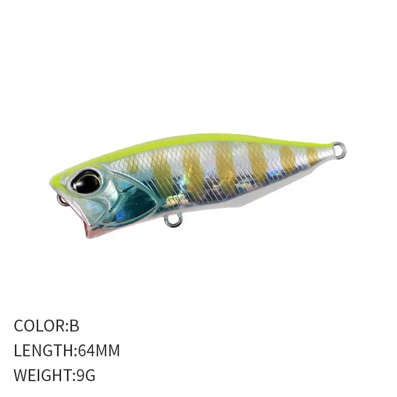 1pcs Fishing Lures Topwater Popper Bait 64mm 9G Hard Bait Artificial Wobblers Plastic Fishing Tackle Fishing Accessorie
