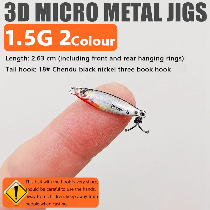 Micro Sized Iron Plate Bait 1.5/3/5g 3D Mini VIB Lure Metal Cast Jig Spoon Pesca Fish Micro Sequin Fishing Lures Artificial Bait
