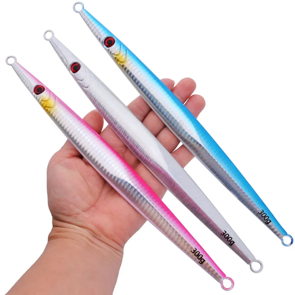 1Pc 60g 80g 100g 160g 250g 300g Luminous Metal Fishing Jig Iron Plate Long Cast Fast Sinking Trolling Hard Lure