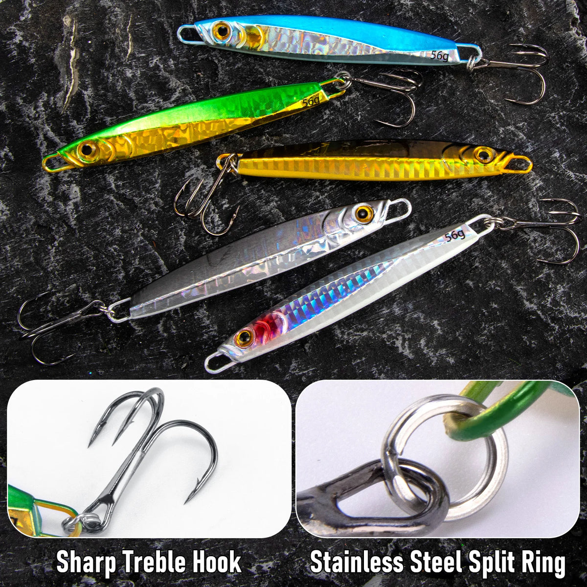 7-56g Sea Fishing Lure Metal Jig Spoon Lure Laser Color Jigging Trolling Long Casting for Sea Trout Mackerel Saltwater