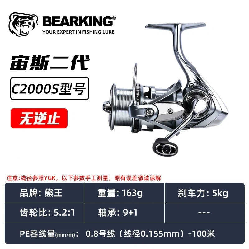 BEARKING Zeus Gen2 9+1BB 5.2:1 Spinning Reel Zero Gear Vibration Stainless Bearing High Temp Carbon Drag Micro All-round Fishing