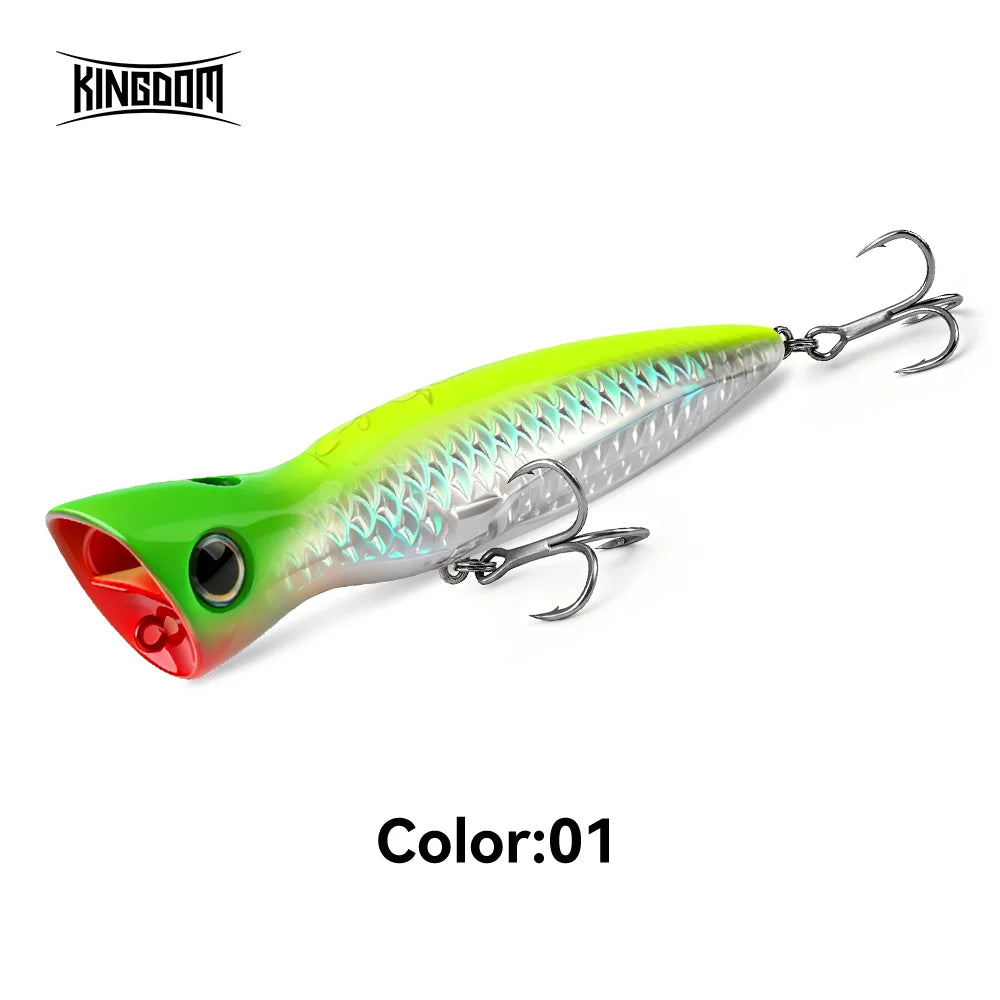 KINGDOM BASSTAOR 005 Topwater Popper Fishing Lure 95mm 110mm 130mm Hard Bait Seabass Lure Saltwater Long Casting Artificial Bait