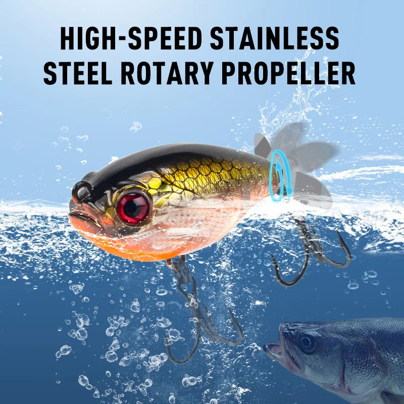Kingdom Fishing Lure GoldPop Topwater Whopper Popper 35mm 5.4g Floating Wobbler Artificial Hard Bait with Propeller Fishing Pike