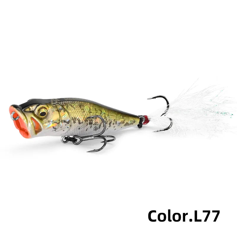 MEREDITH Topwater Popper 8.48g 64mm Floating Rock Pop Artificial Hard Baits for Bass Perch Pike Fishing Lure