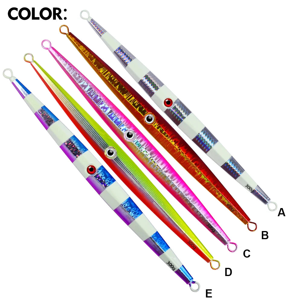 Fast Sinking Iron Plate Fishing Hard Lure Baits Trolling Tackle 1pcs 60g-300g Luminous Effect Metal Slow Jig Lure Jigging