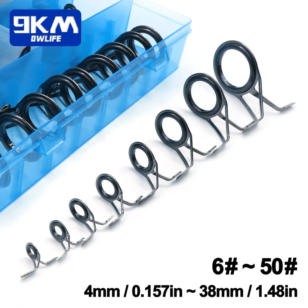 9KM Fishing Rod Guide 8~120Pcs Spinning Rod Repair Kit Stainless Steel Casting Rod Building Ceramics Ring Rod Replacement Set