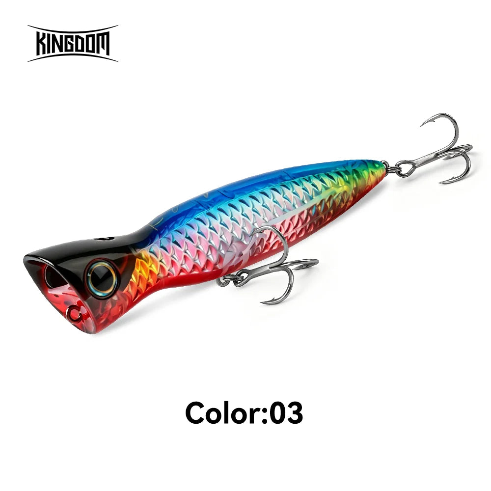 KINGDOM BASSTAOR 005 Topwater Popper Fishing Lure 95mm 110mm 130mm Hard Bait Seabass Lure Saltwater Long Casting Artificial Bait