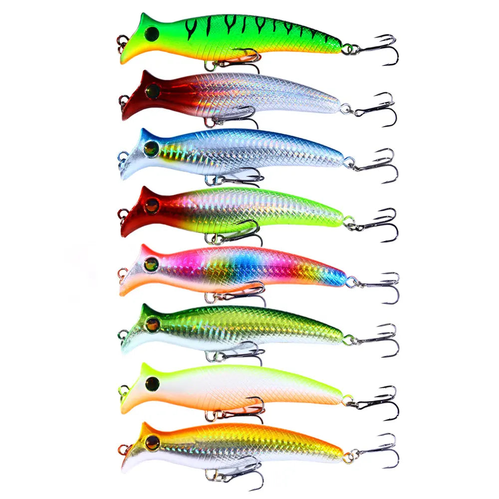 1pc Fishing Lures Topwater Popper Bait 12.5cm 20g Hard Bait Artificial Wobblers Plastic Fishing Tackle with 6# Hooks