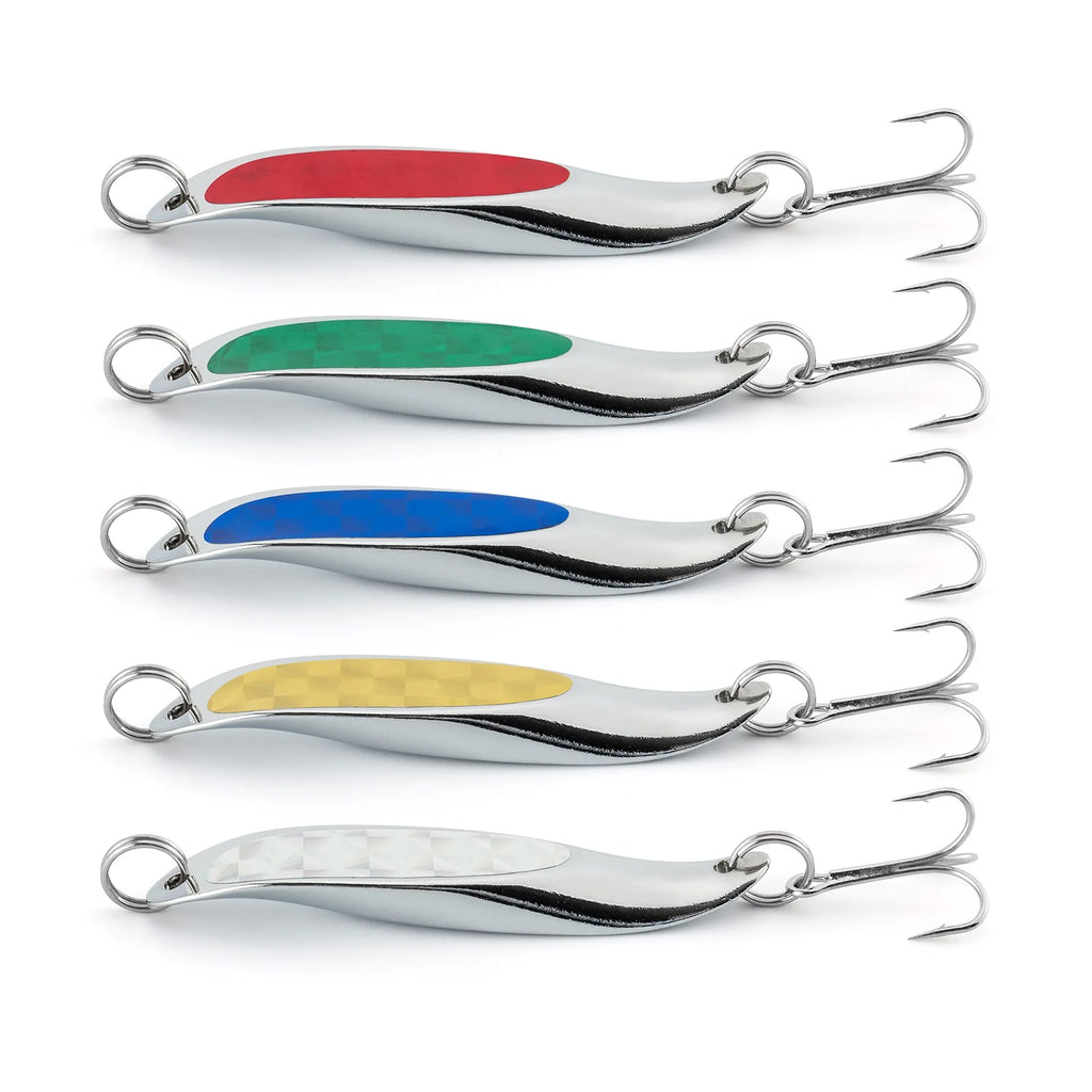5pcs Metal Jig Spoon Fishing Lure 21g Jigging Trolling Hard Bait Long Casting Wobbler for Saltwater Deep Sea Fishing Bluefish