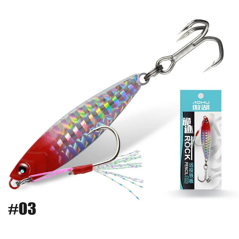 Iron Plate Jig Baits Shore Cast Fishing Lures 7g 10g 15g 20g Laser Spoon Jigging Wobble Bait Metal Sinking Bait for Bass Pesca
