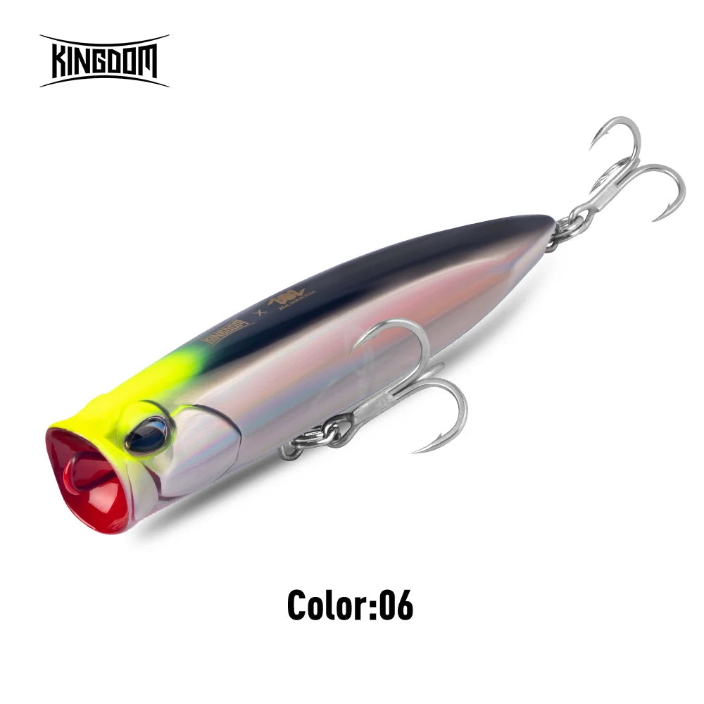 KINGDOM Floating Popper Fishing Lure 135mm 160mm 190mm Topwater Hard Bait  Transparent Popper Wobbler for Saltwater Bass Fishing