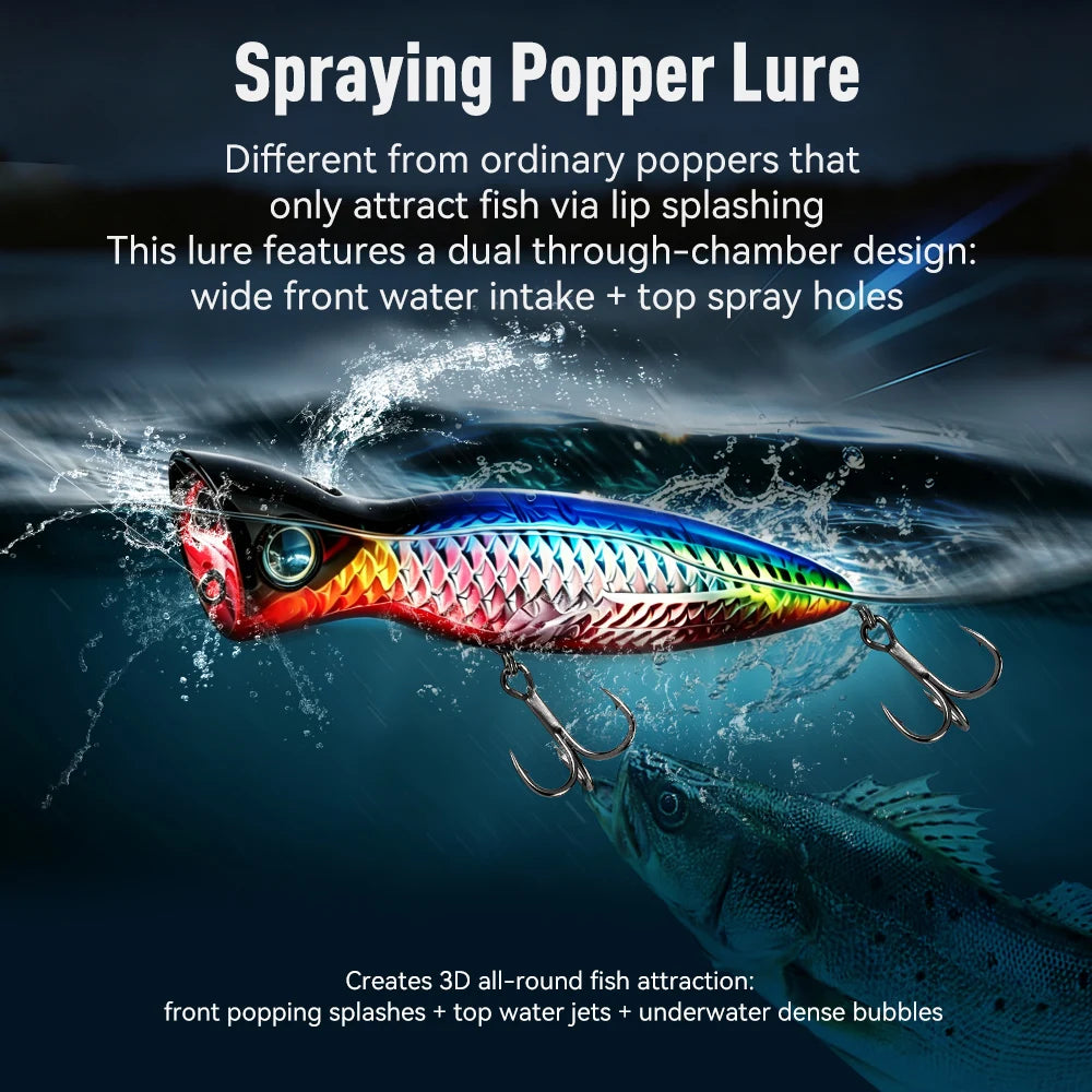 KINGDOM BASSTAOR 005 Topwater Popper Fishing Lure 95mm 110mm 130mm Hard Bait Seabass Lure Saltwater Long Casting Artificial Bait