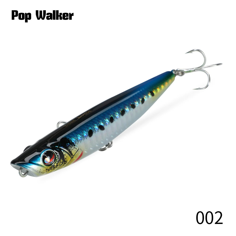 Hunthouse Popper Pencil Fishing Lure Pop Walker Topwater Floating Hard Bait 90mm/11.6g Surface WTD Saltwater Bass Fish Tackle