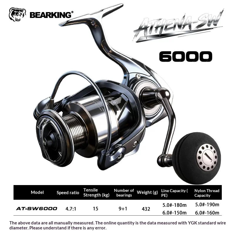 Bearking Athena Spinning Reel Metal Stainless Steel Bearing Saltwater 3000 To 6000 Boat Shore Long Casting Lure Fishing