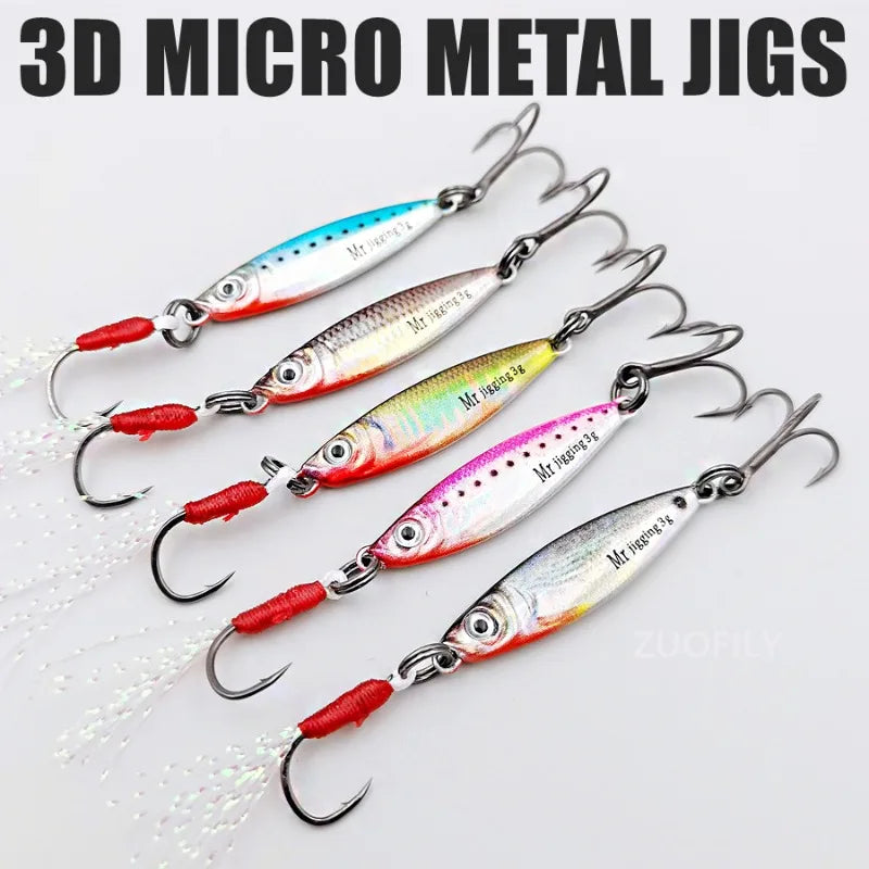 Micro Sized Iron Plate Bait 1.5/3/5g 3D Mini VIB Lure Metal Cast Jig Spoon Pesca Fish Micro Sequin Fishing Lures Artificial Bait