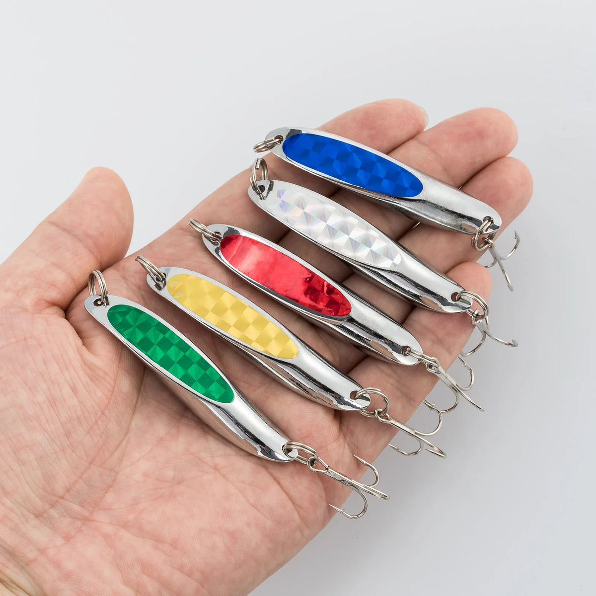 5pcs Metal Jig Spoon Fishing Lure 21g Jigging Trolling Hard Bait Long Casting Wobbler for Saltwater Deep Sea Fishing Bluefish
