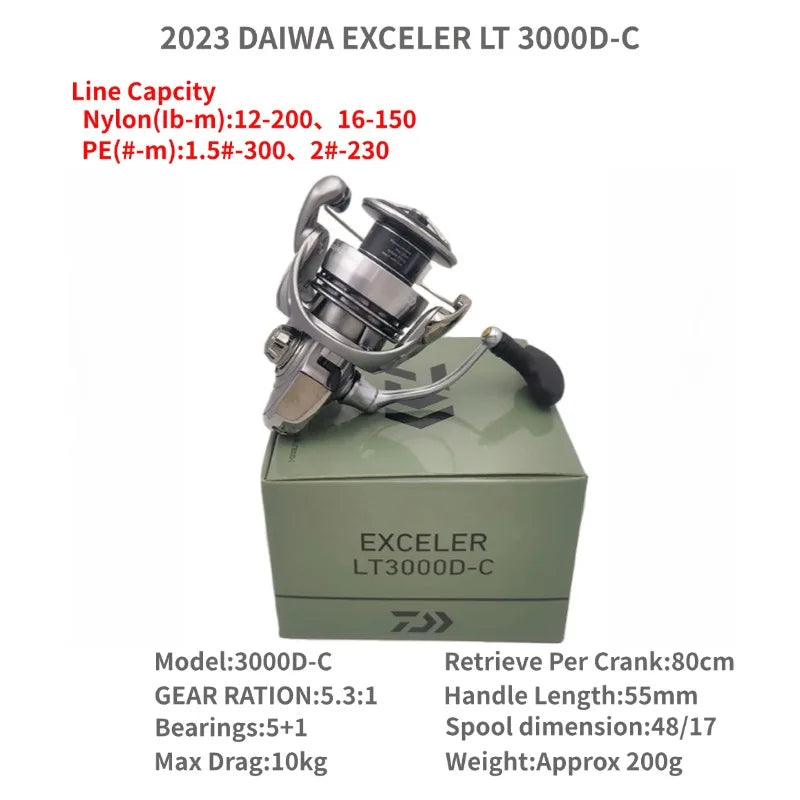 2023 DAIWA EXCELER LT 1000D-XH 2000S-XH 2500 2500D 2500-XH 3000-C 4000D-CXH 5000-C 5000-CXH 6000D Spinning Fishing Reels