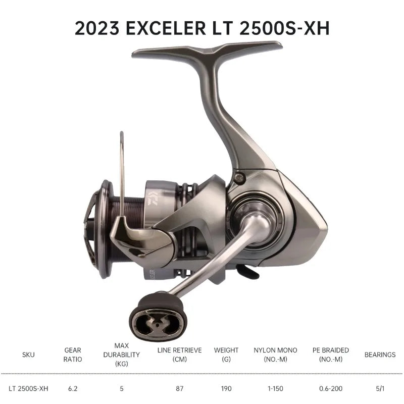 2023 DAIWA EXCELER LT 1000D-XH 2000S-XH 2500 2500D 2500-XH 3000-C 4000D-CXH 5000-C 5000-CXH 6000D Spinning Fishing Reels