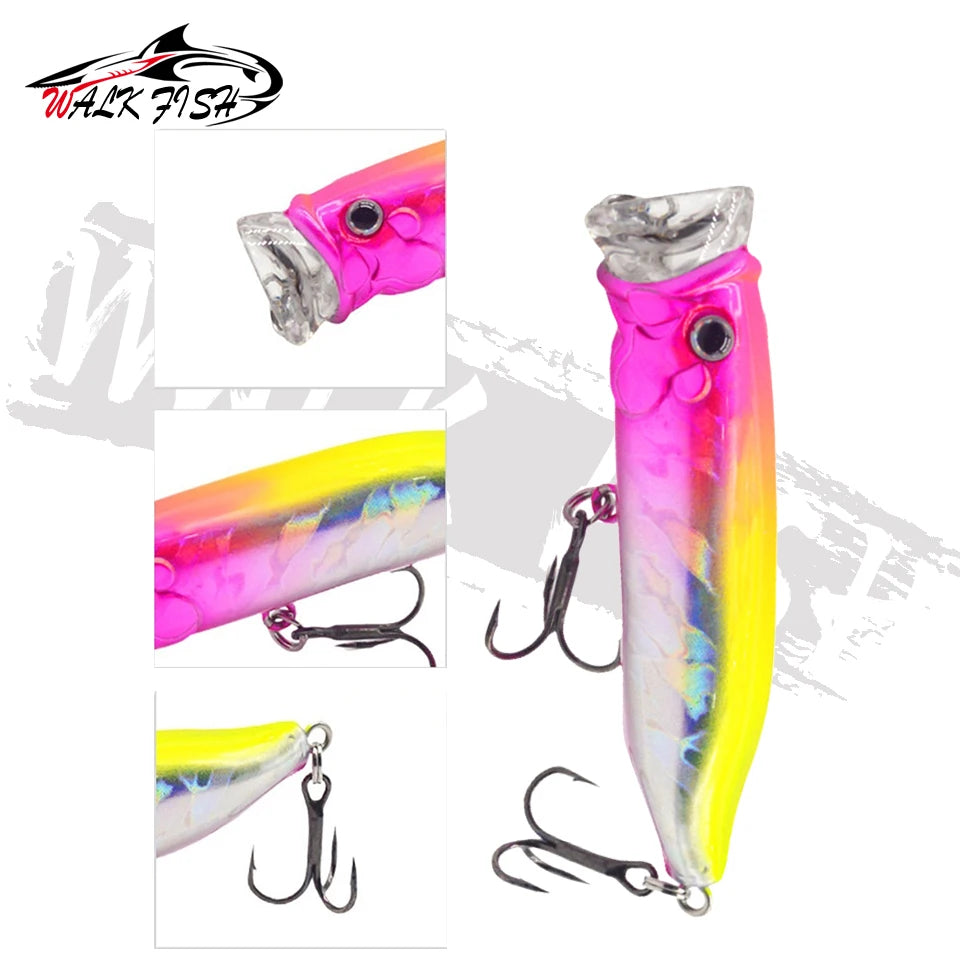 WALK FISH 7cm 10g Topwater Bait Wave Popper Lure Simulation Fishing Artificial Hard Bait Wobblers Surface Lures Fishing Tackle