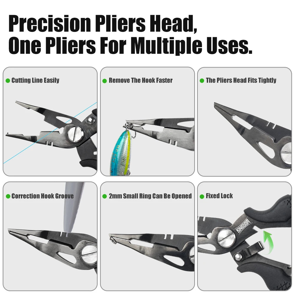 Kingdom Fishing Pliers Multifunctional Split Ring Wire Cutter Hooks Remover Fishing Tackle 62g 82g 14CM 15.6CM Fishing Equipment
