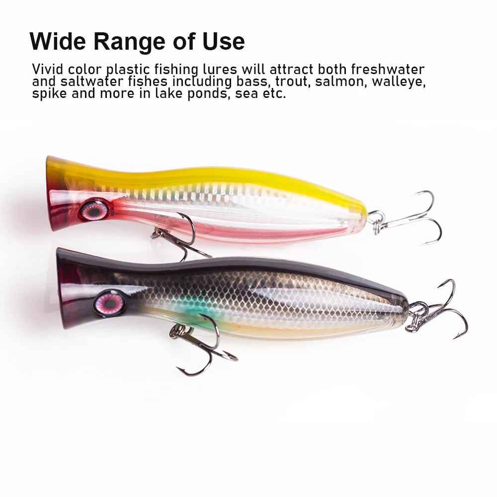 Hanlin Topwater Popper 120mm/40g  Floating Water Trolling Hard Plastic Baits Wobblers Artificial Fishing Lures Bass Pike Tackle