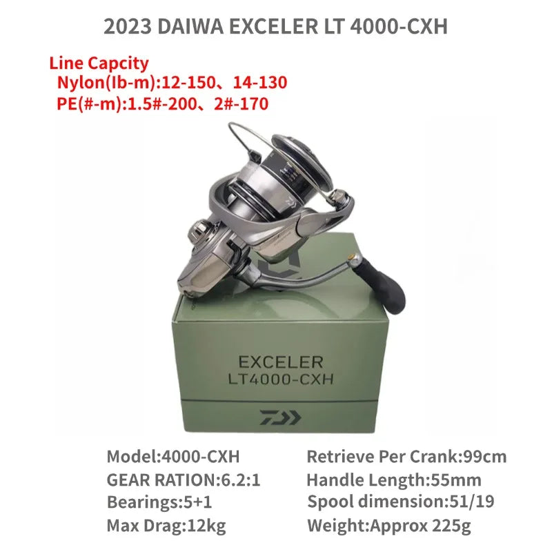 2023 DAIWA EXCELER LT 1000D-XH 2000S-XH 2500 2500D 2500-XH 3000-C 4000D-CXH 5000-C 5000-CXH 6000D Spinning Fishing Reels