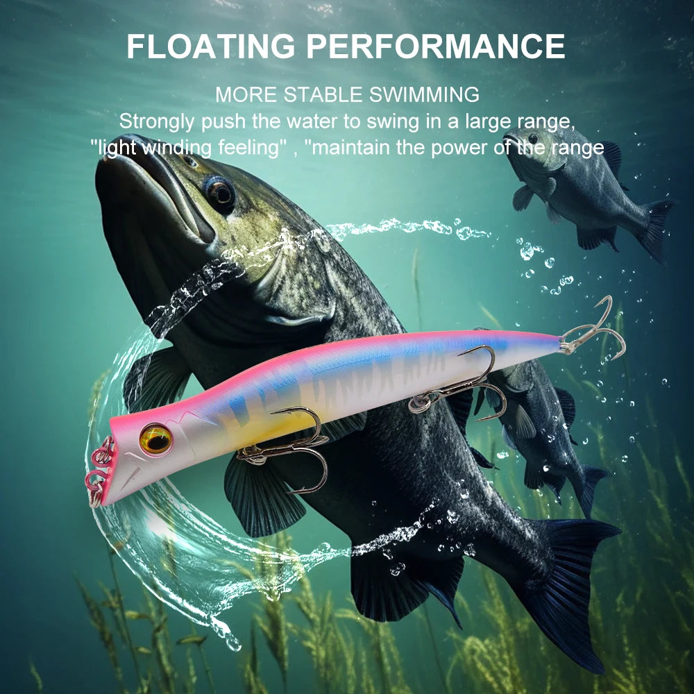 ESFISHING Floating Fishing Lures Surface Popper Darter King 13cm 17.5g Two Dive Professional Hard Baits Top Water