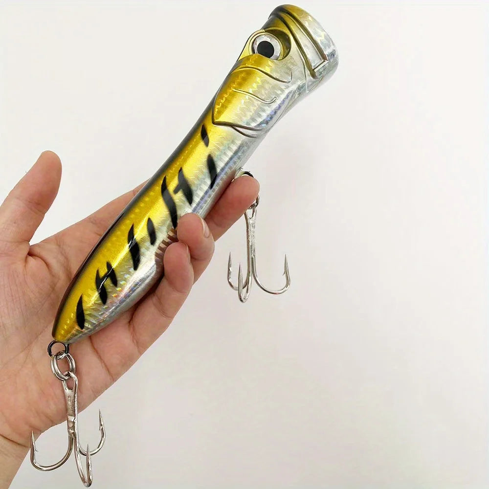 Giant Popper Topwater Lure - 7.28inch/106g Heavy-Duty Saltwater Fishing Look Realistic Popping /Plug - Long Cast for Bass
