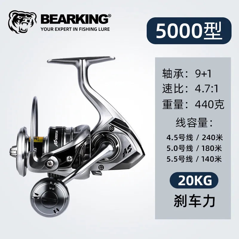BEARKING Assassin 9+1 BB 5.2:1/4.7:1 Spinning Reel Saltwater Resistant Zinc Alloy Gear Metal Handle Sea Fishing