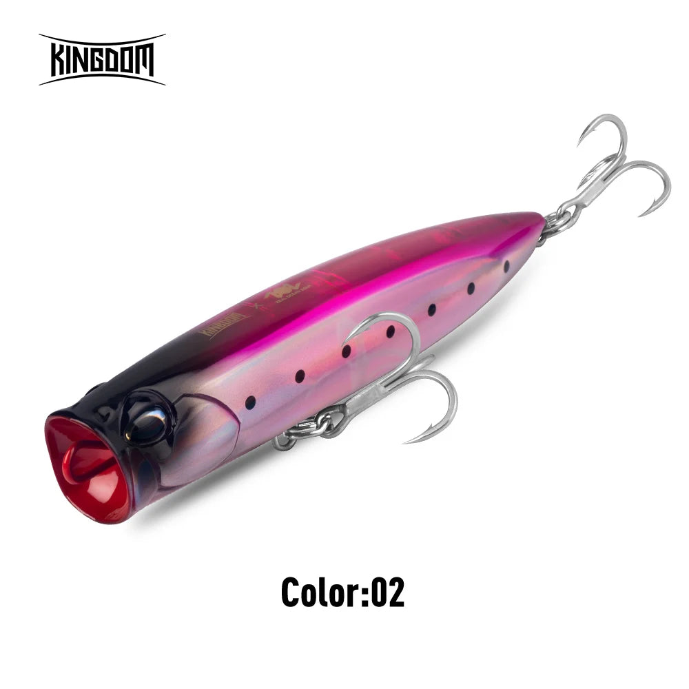 KINGDOM Floating Popper Fishing Lure 135mm 160mm 190mm Topwater Hard Bait  Transparent Popper Wobbler for Saltwater Bass Fishing