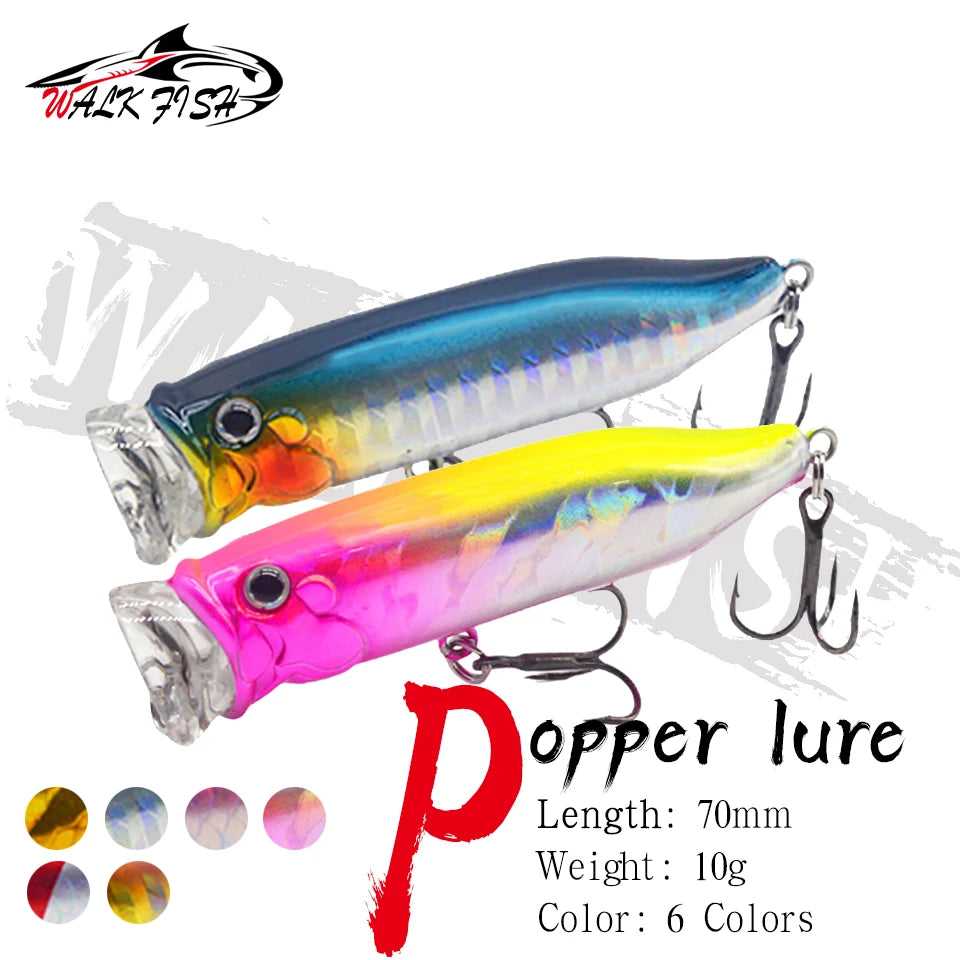 WALK FISH 7cm 10g Topwater Bait Wave Popper Lure Simulation Fishing Artificial Hard Bait Wobblers Surface Lures Fishing Tackle