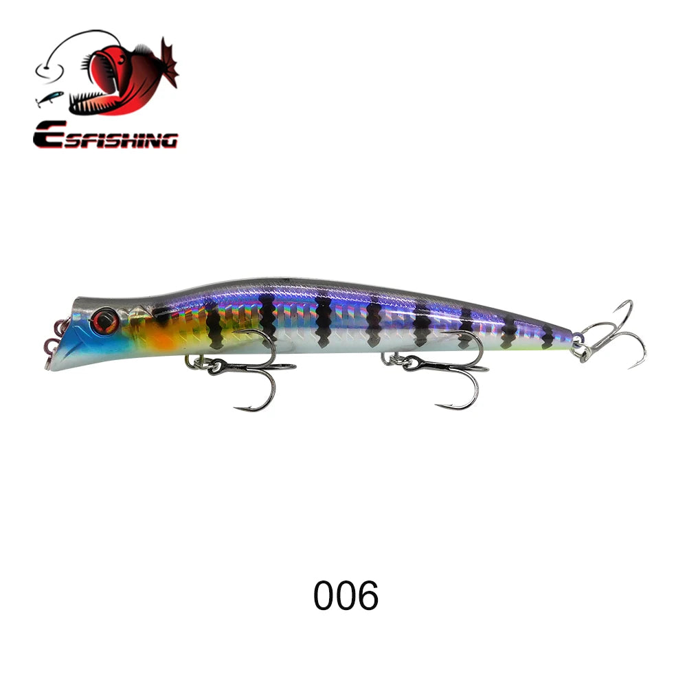 ESFISHING Floating Fishing Lures Surface Popper Darter King 13cm 17.5g Two Dive Professional Hard Baits Top Water