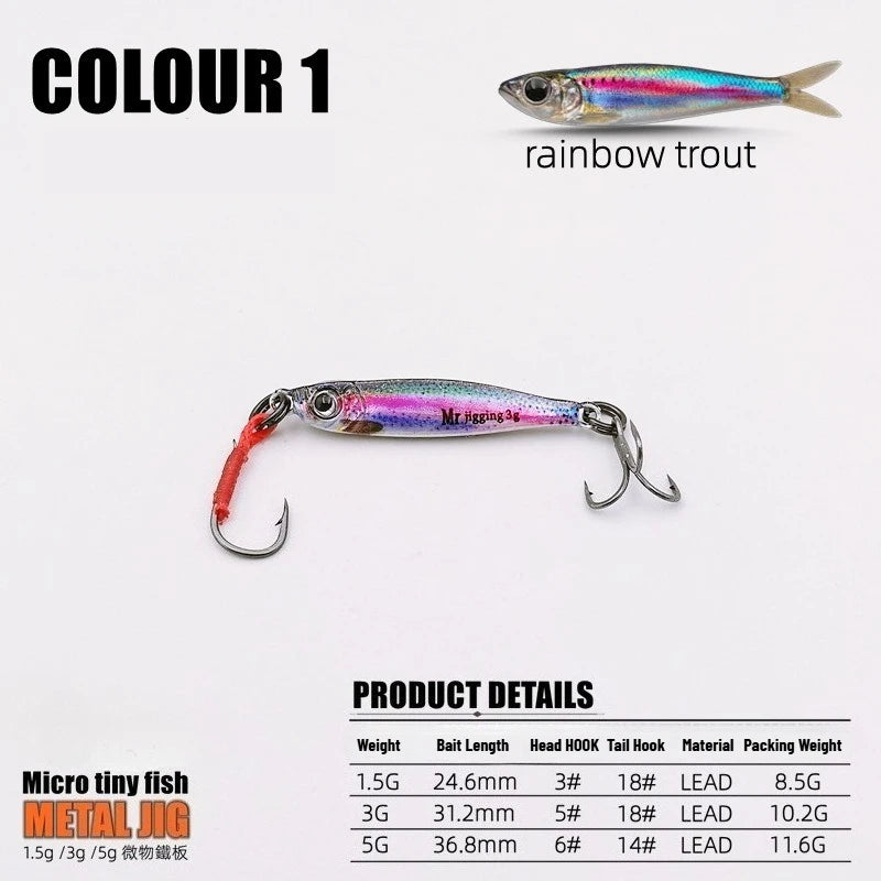 2026 New Micro Metal Jig 3g 5g Mini VIB Lure Sinking Iron Plate Spoon Casting Sequin Baits Ultralight Bass Trout Fishing Gear