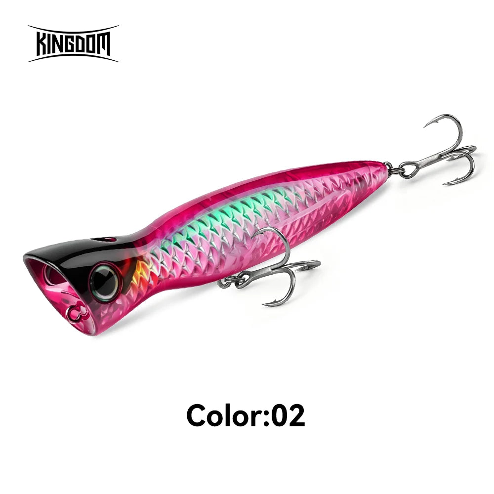 KINGDOM BASSTAOR 005 Topwater Popper Fishing Lure 95mm 110mm 130mm Hard Bait Seabass Lure Saltwater Long Casting Artificial Bait