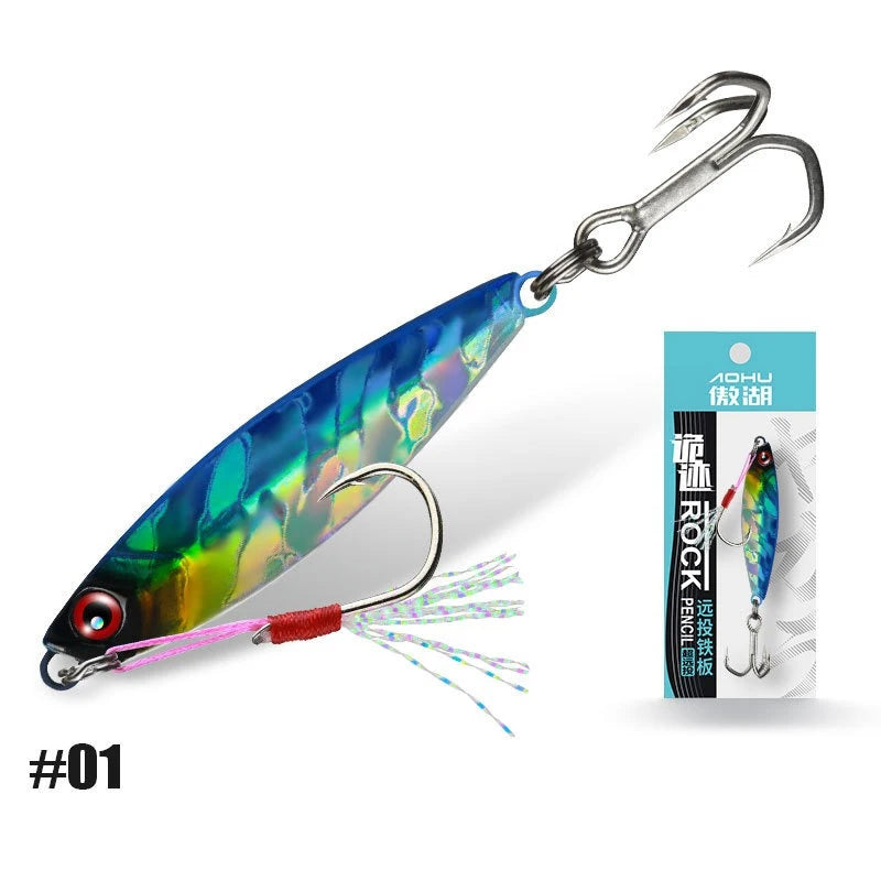 Iron Plate Jig Baits Shore Cast Fishing Lures 7g 10g 15g 20g Laser Spoon Jigging Wobble Bait Metal Sinking Bait for Bass Pesca