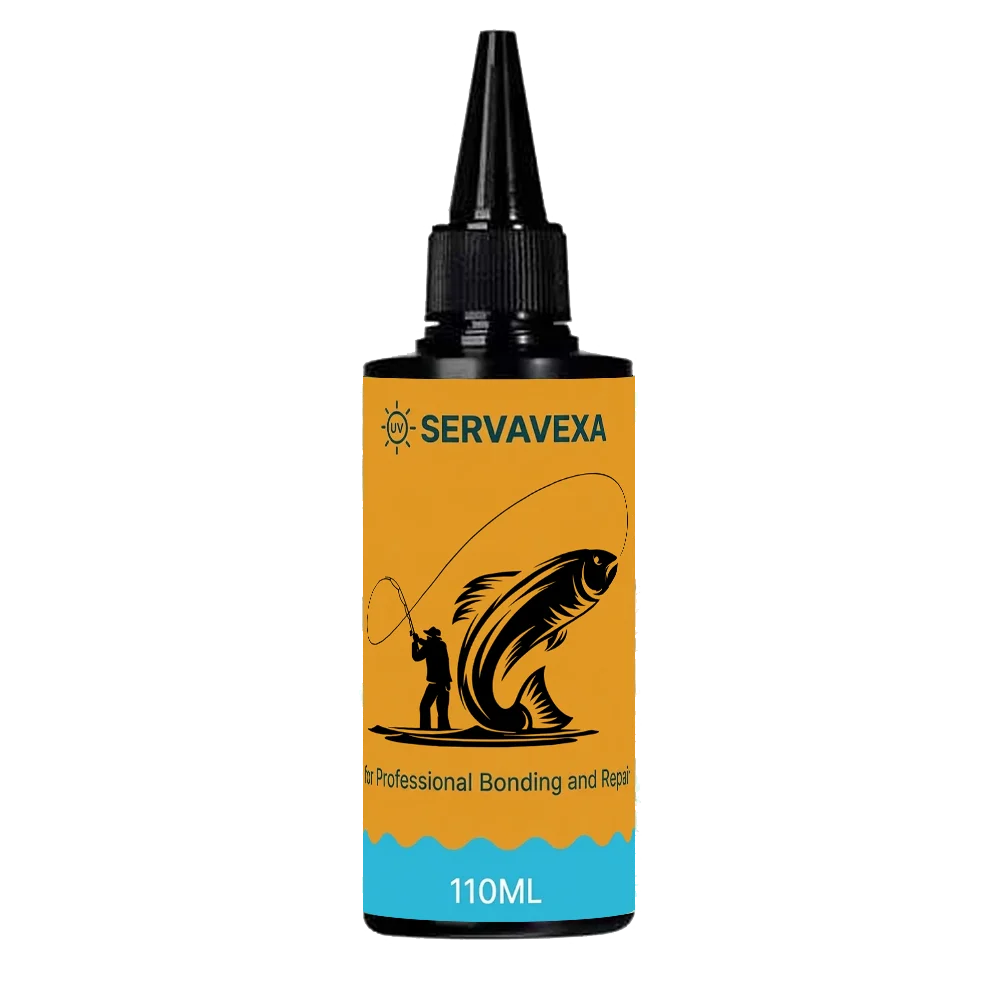 SERVAVEXA Fishing Gear Repair Kit: UV Cure Glue, Fast Dry Resin, UV Light & Lubricant – Pro Rod, Lure, Wader Fix & Maintenance