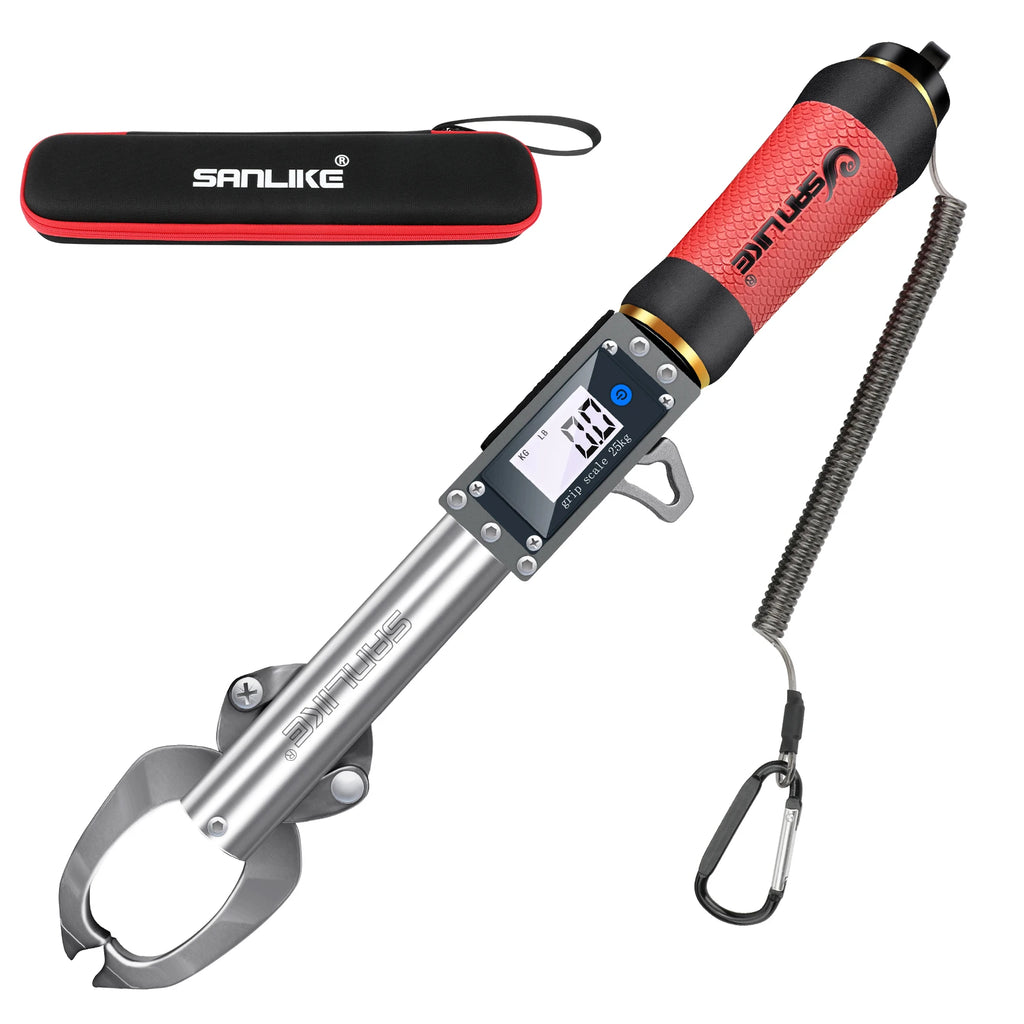 SANKILE Digital Fish Lip Clip With Weight Scale 360° Rotating Stainless Steel Waterproof KG/LB Switchable Fishing Accessories