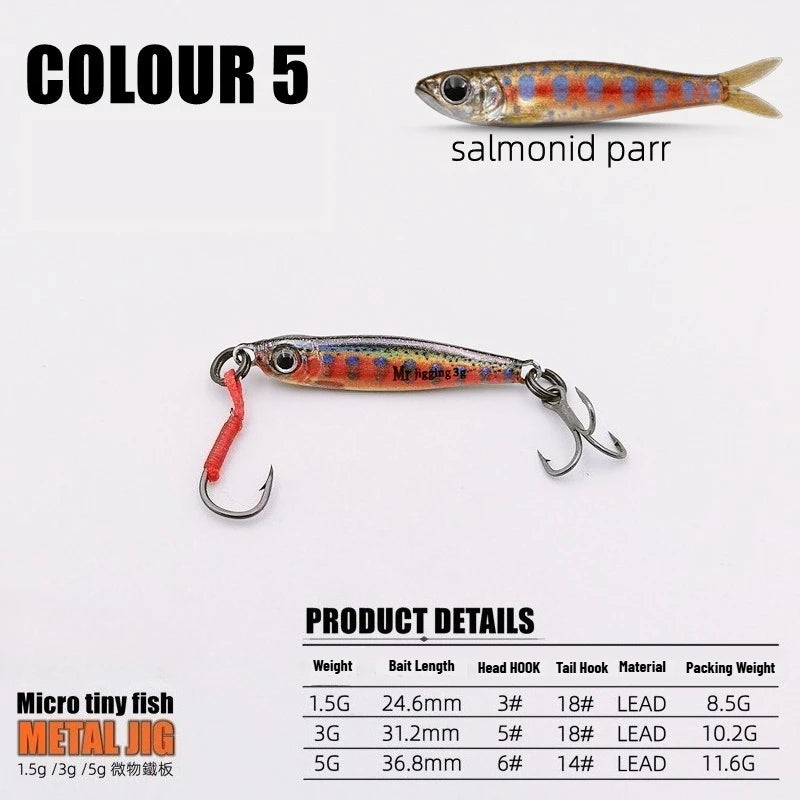 2026 New Micro Metal Jig 3g 5g Mini VIB Lure Sinking Iron Plate Spoon Casting Sequin Baits Ultralight Bass Trout Fishing Gear