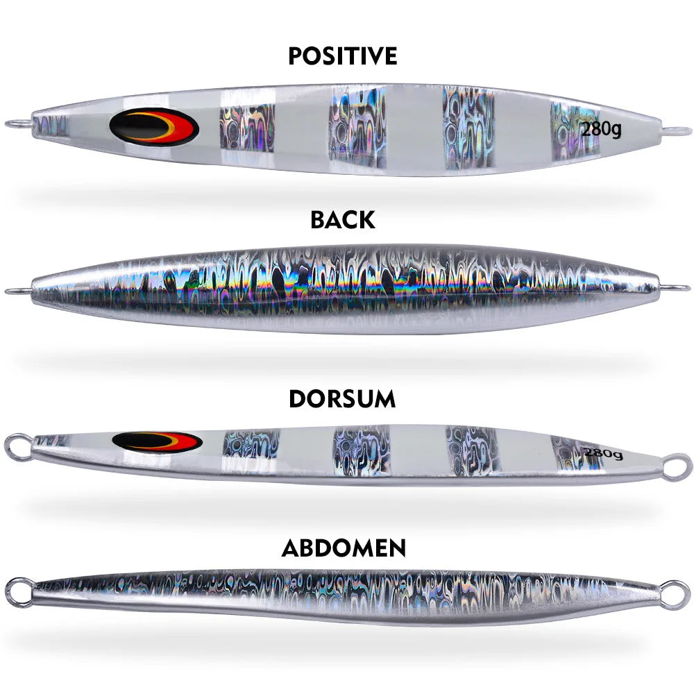 100g-280g Luminous Effect Jigging Sinking Metal Slow Jig Lure Iron Plate Fishing Hard Lure Fishing Baits Trolling Tackle FTK