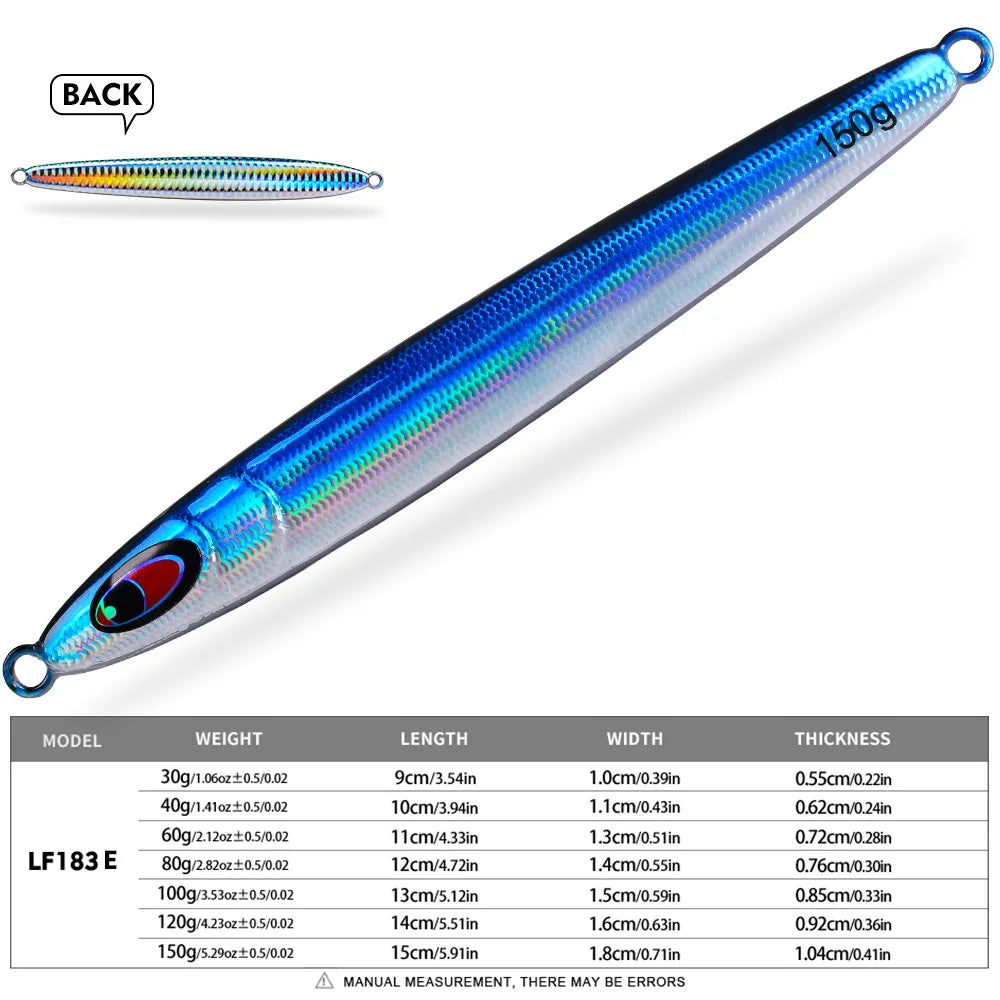 Proberos 30-150g Fish Scale 3D Eye Coating Hard Bait 1PC Metal Iron Plate Slow Pitch Jigging Artificial Bass Saltwater Fish Lure