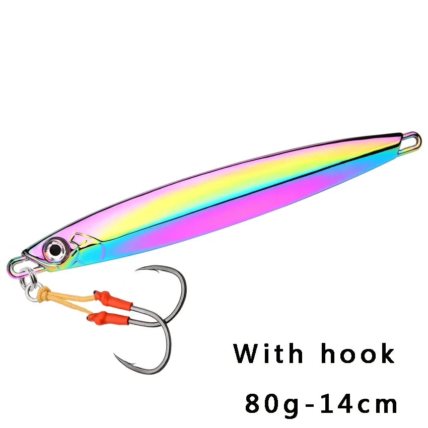 1pc Metal Jig Fihsing Lure Fast Jig 60g 80g 100g Bait Sea Biomimetic Fish Iron Plate Bait Wobbler Fishing Lures Sinking Jigbait