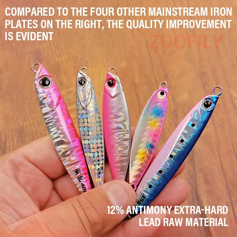 Ultra Far Throw Iron Plate Bait Drift Down Fishing Metal Jig Bait Sea Bass Mackerel Tilapia Sequin Shore Throwing Fishing Lures