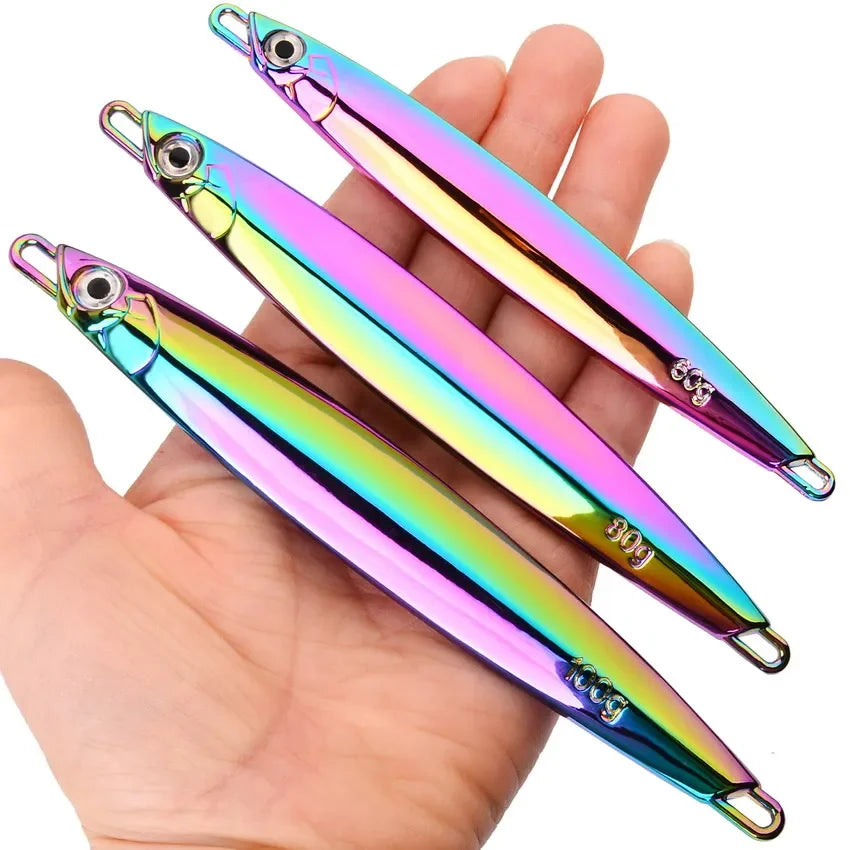 1pc Metal Jig Fihsing Lure Fast Jig 60g 80g 100g Bait Sea Biomimetic Fish Iron Plate Bait Wobbler Fishing Lures Sinking Jigbait