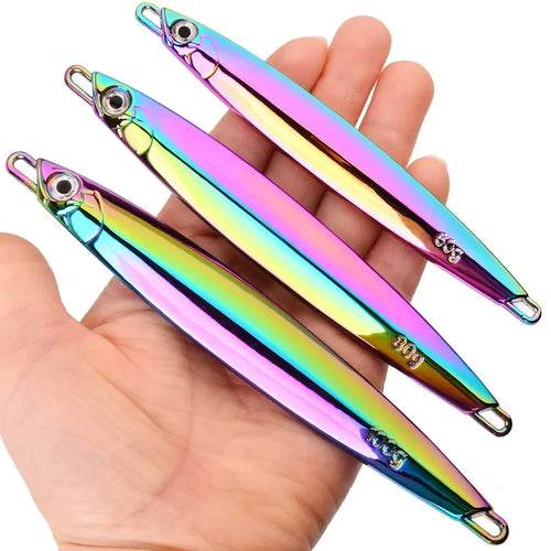 1pc Metal Jig Fihsing Lure Fast Jig 60g 80g 100g Bait Sea Biomimetic Fish Iron Plate Bait Wobbler Fishing Lures Sinking Jigbait