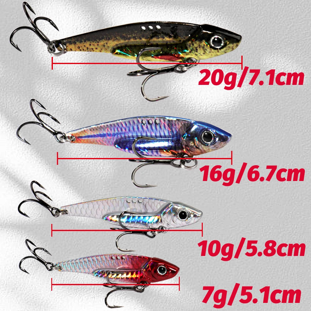 Metal Jig Bait 7g 10g 16g 20g VIB Spinner Spoon Sinking Blade Spinning Treble Hook Steel Popper Pesca Pike Carp Sea Fishing Lure