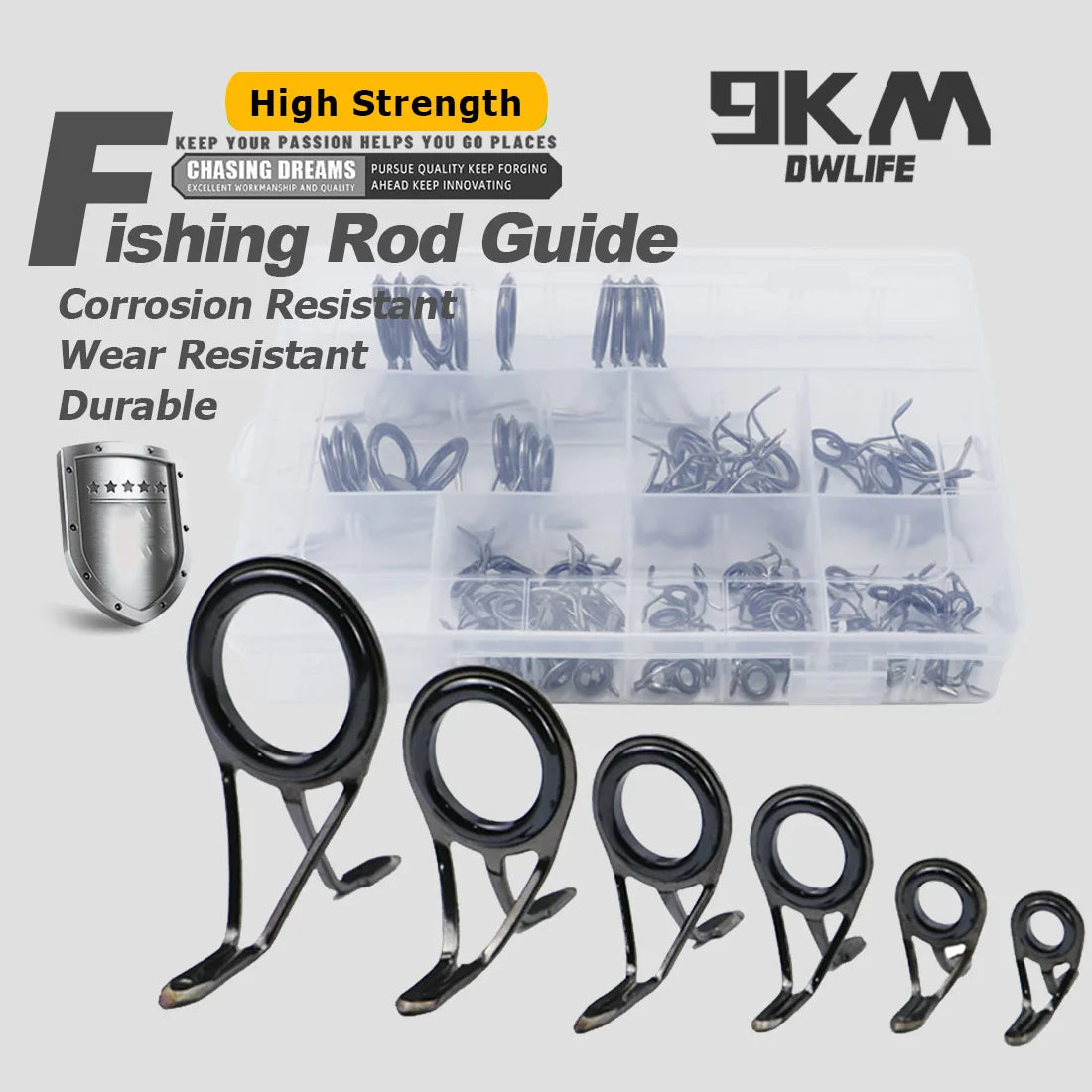 9KM Fishing Rod Guide 8~120Pcs Spinning Rod Repair Kit Stainless Steel Casting Rod Building Ceramics Ring Rod Replacement Set