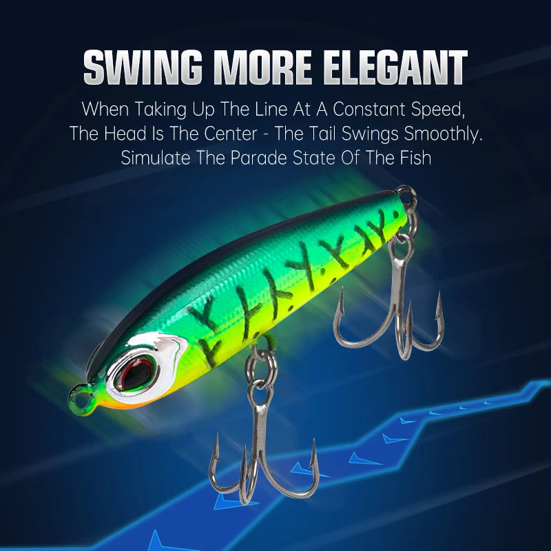KINGDOM Micro Sinking Pencil Lure 40mm 4g Mini Fishing Bait Vibration Swing for Bass Trout Perch Fishing