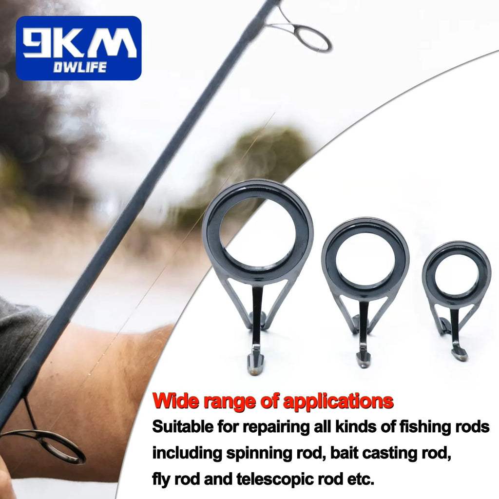 9KM Fishing Rod Guide 8~120Pcs Spinning Rod Repair Kit Stainless Steel Casting Rod Building Ceramics Ring Rod Replacement Set