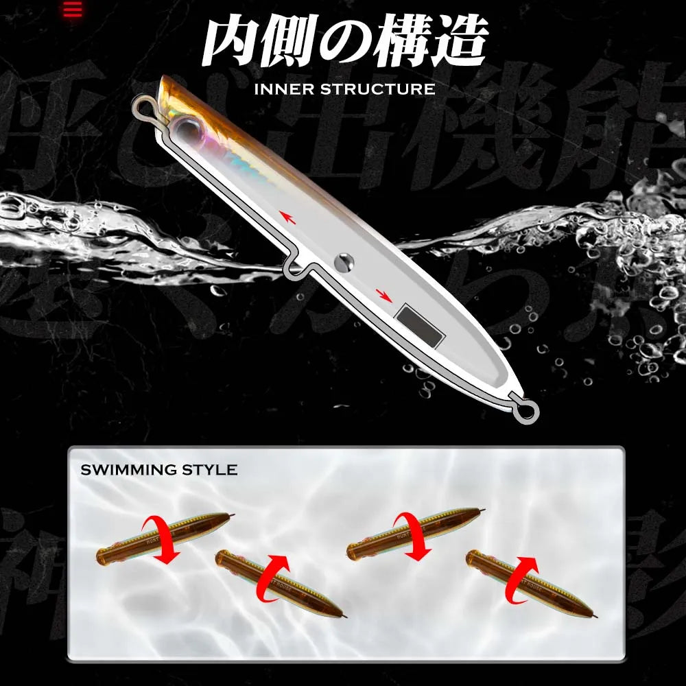Hunthouse Surface Popper Floating Fishing Lure 130mm 30g Topwater Hard Bait Walk The Dog Saltwater For Tuna Fish Tackle