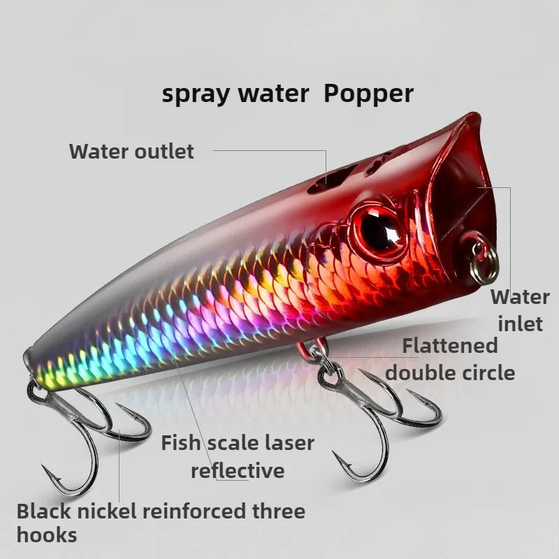 Spray Water Popper Topwater FLoating Holophotic layer Noise Sound Hit The Water Wobbler Fishing Lures for Bass Blackfish Pesca